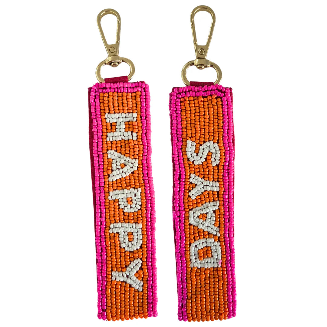 Beaded Keychain | Pink + Orange Happy Days