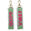 Beaded Keychain | Mint + Pink Good Vibes