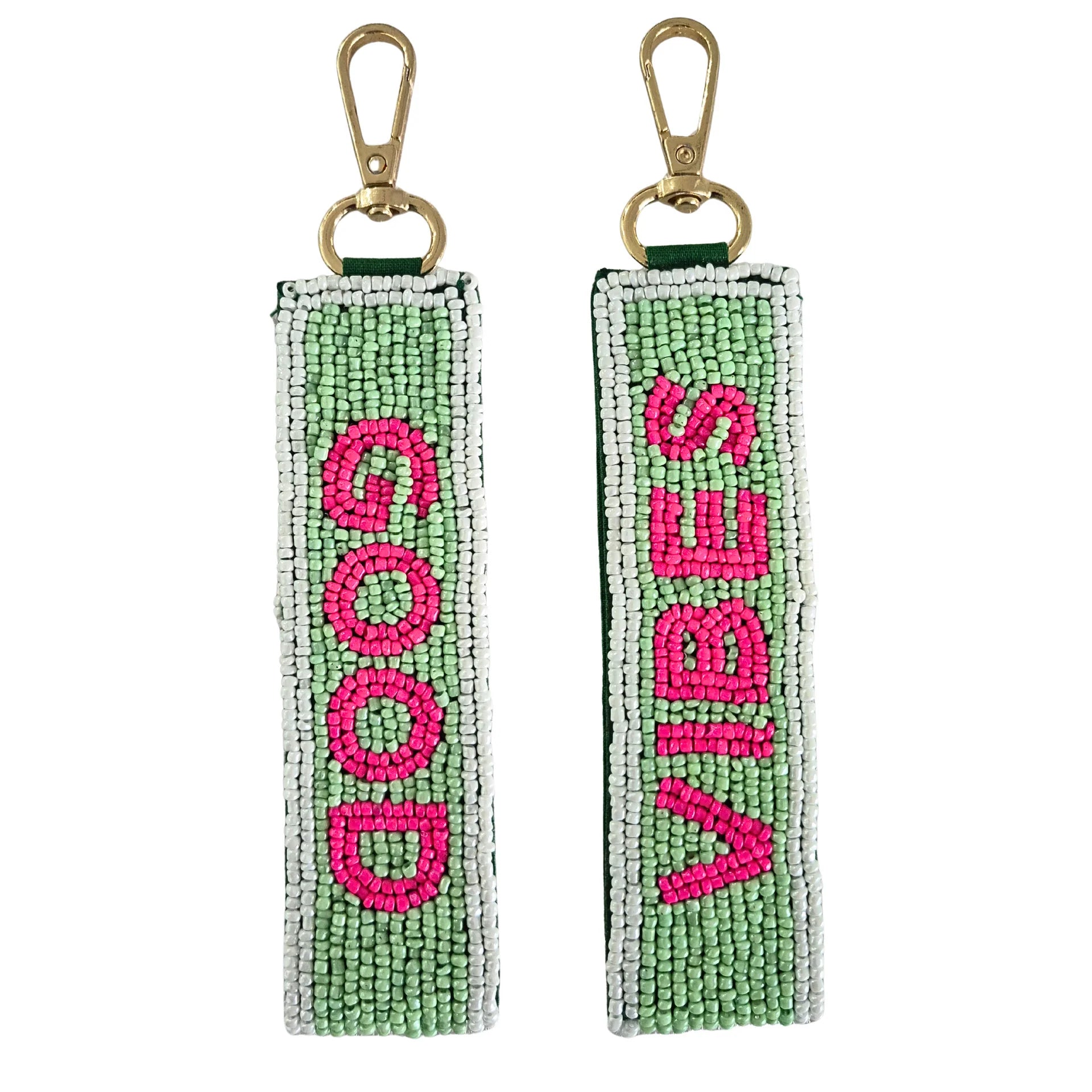Beaded Keychain | Mint + Pink Good Vibes
