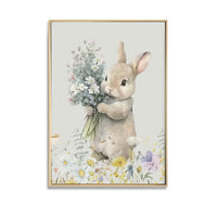 Wildflower Bunny B Brushed Canvas Print