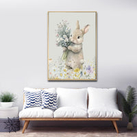 Wildflower Bunny B Brushed Canvas Print