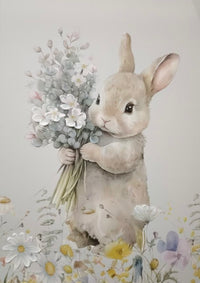 Wildflower Bunny B Brushed Canvas Print
