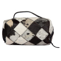 Patchwork Cowhide and Tooling Leather Cosmetics Bag