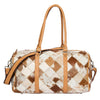 Tan and White Patchwork Cowhide Travel Bag