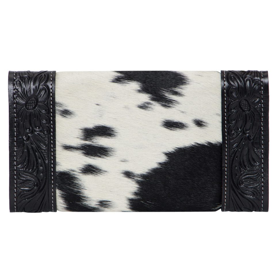 Cuba Cowhide Trifold Wallet with Hand Tooled Leather