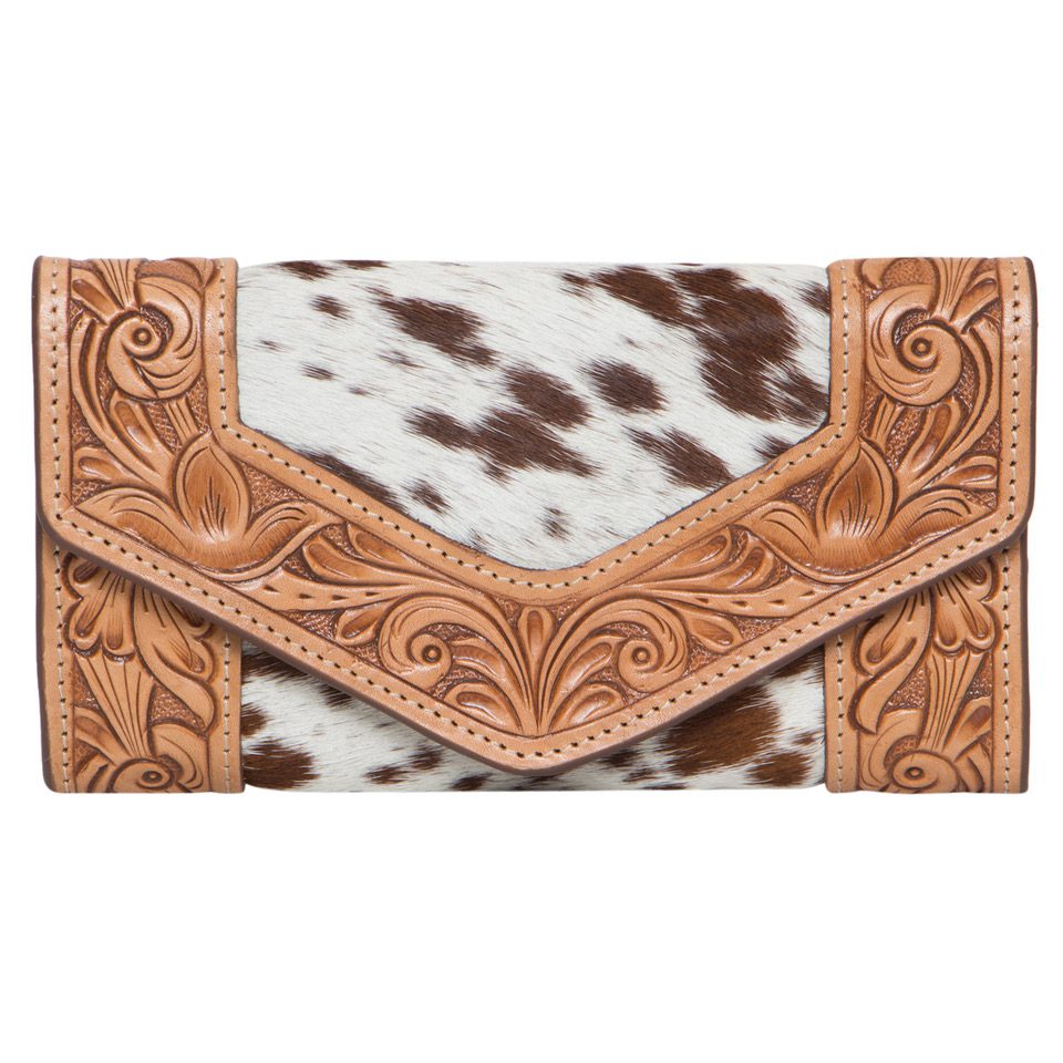 Cuba Cowhide Trifold Wallet with Hand Tooled Leather