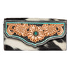 Eden | Cowhide Tooling Leather Wallet With Turquoise Stonework