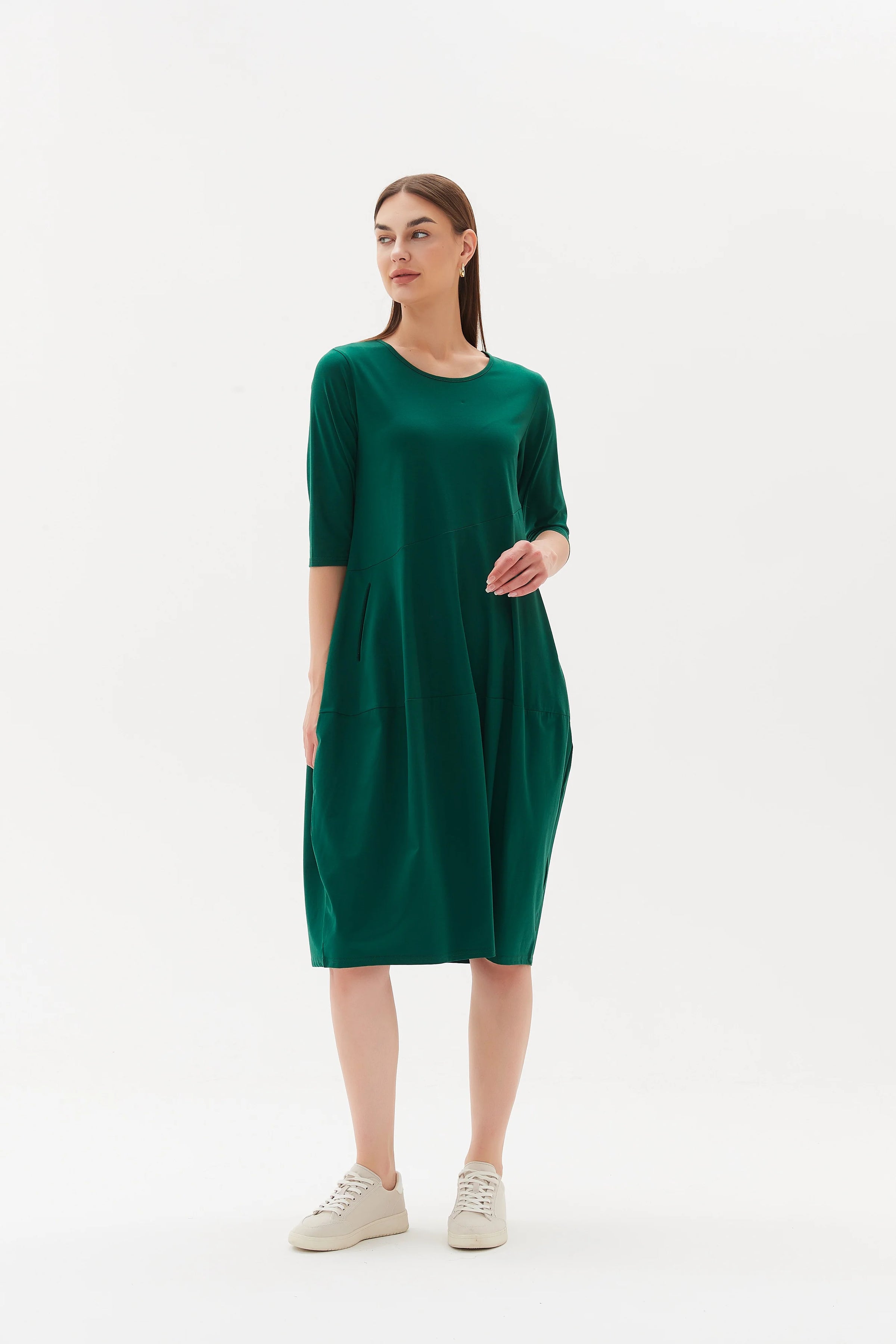 Diagonal Seam Dress (Summer Version) | Emerald