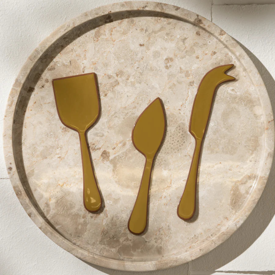 Alder Enamel Cheese Set | Olive