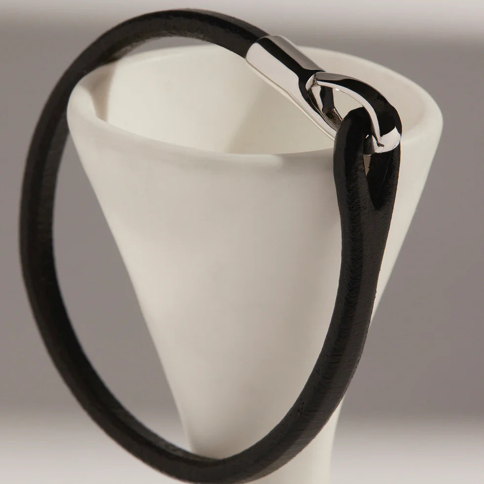 Kinship Men’s Leather and Steel Bracelet | Black