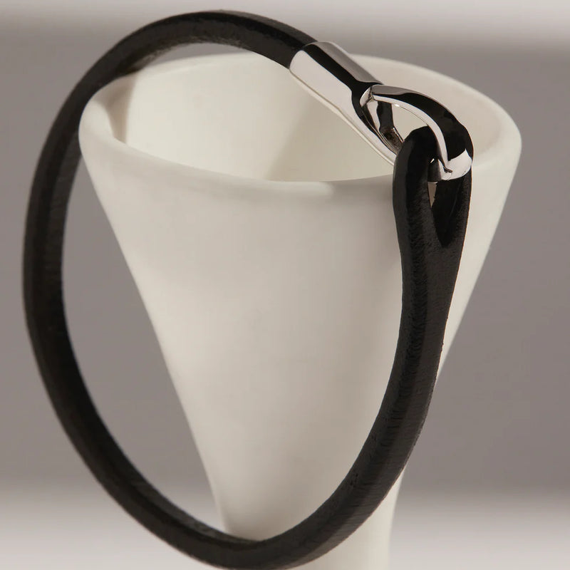 Kinship Men’s Leather and Steel Bracelet | Black