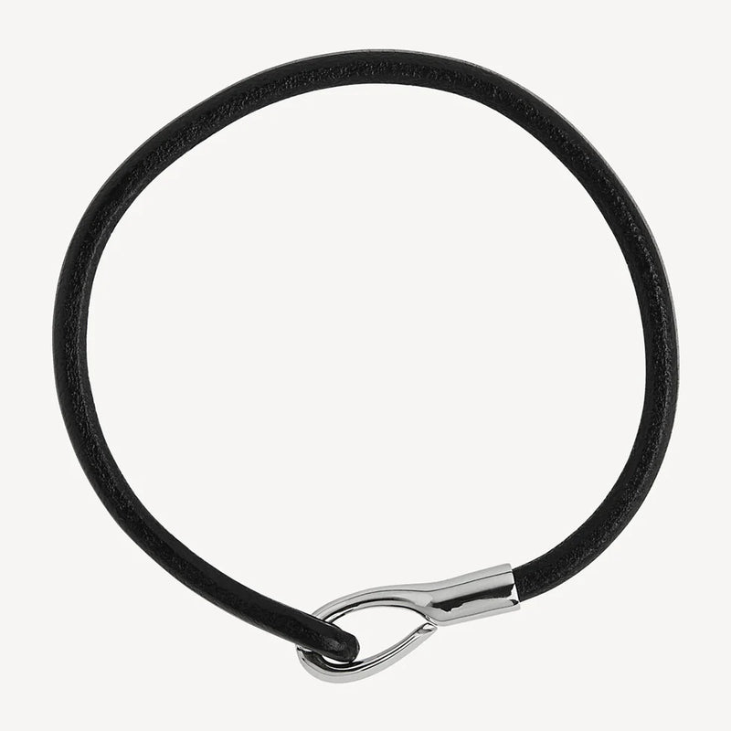 Kinship Men’s Leather and Steel Bracelet | Black