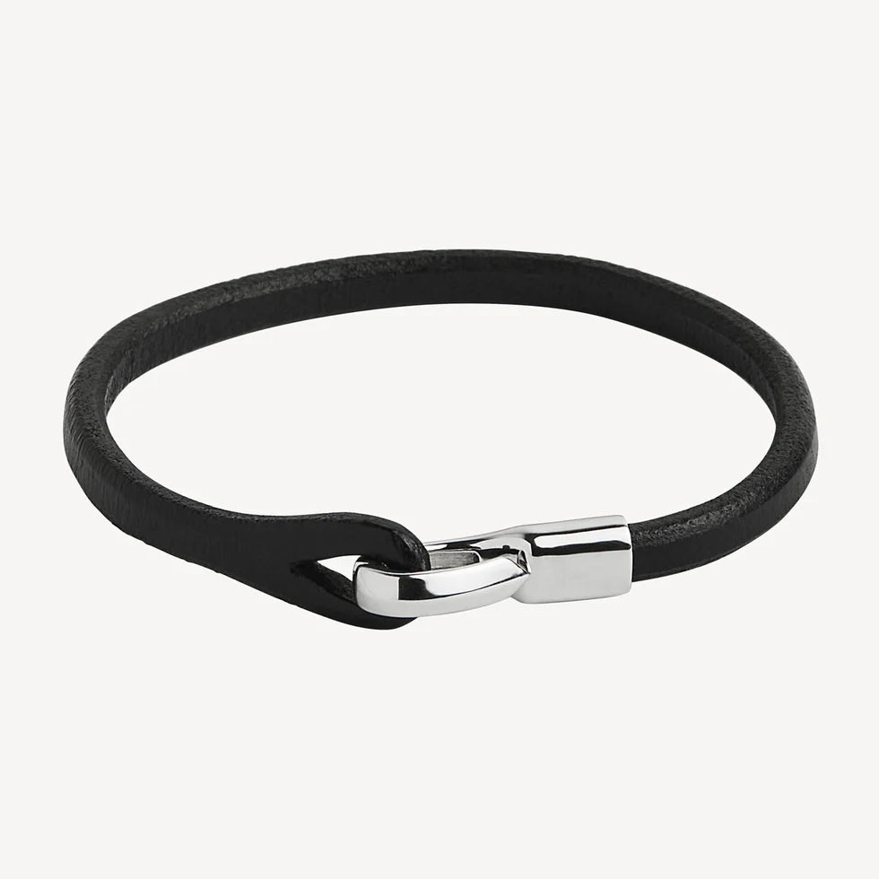 Kinship Men’s Leather and Steel Bracelet | Black