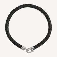 The Mariner Men’s Plaited Leather and Steel Bracelet | Black