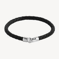 The Mariner Men’s Plaited Leather and Steel Bracelet | Black