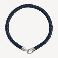 The Mariner Men’s Plaited Leather and Steel Bracelet | Navy
