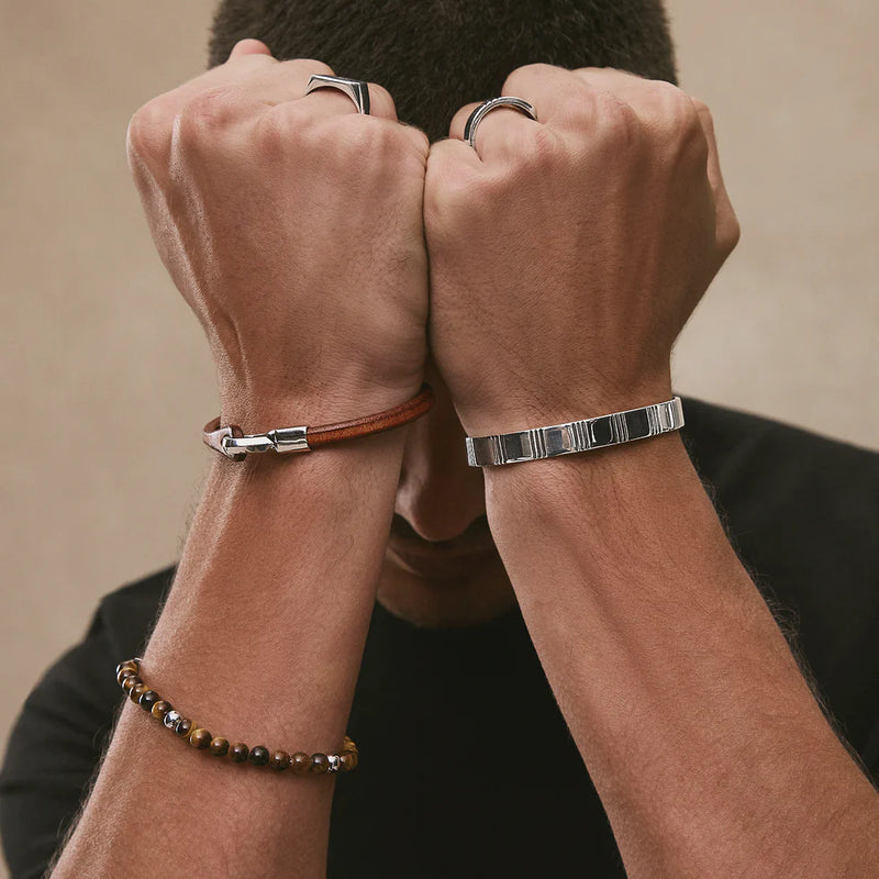 Kinship Men’s Leather and Steel Bracelet | Tan