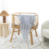 Navy Stripe Muslin Wrap Swaddle