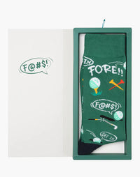 Mens Golf Fore Bamboo Sock Card