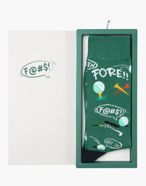 Mens Golf Fore Bamboo Sock Card