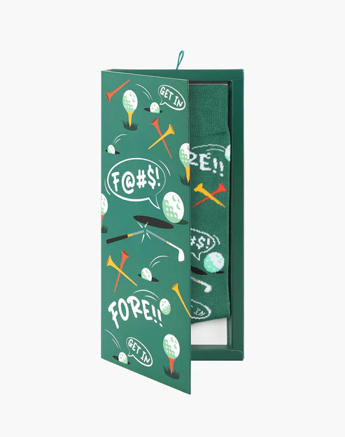 Mens Golf Fore Bamboo Sock Card
