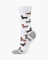 Dash Pups White Bamboo Sock | Womens