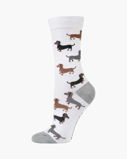 Dash Pups White Bamboo Sock | Womens
