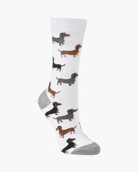 Dash Pups White Bamboo Sock | Womens