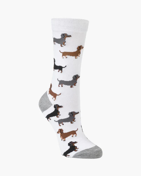 Dash Pups White Bamboo Sock | Womens