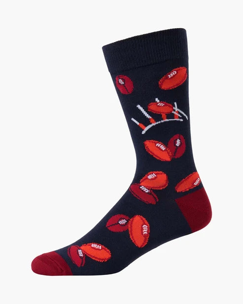 Mens Footy Posts Bamboo Sock
