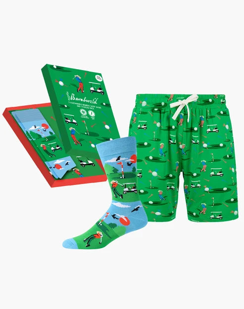 Mens Born To Bogey Short & Sock Gift Set
