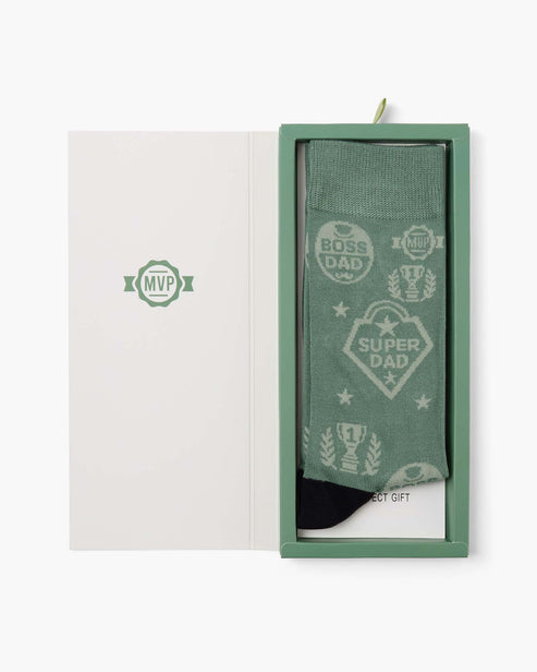 Mens Super Dad Bamboo Sock Card