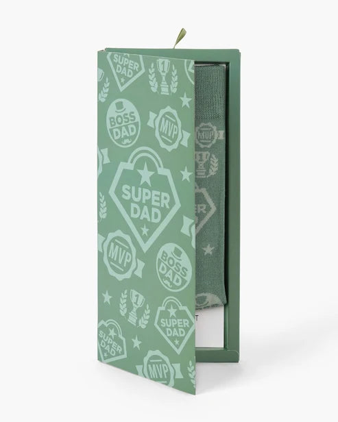 Mens Super Dad Bamboo Sock Card