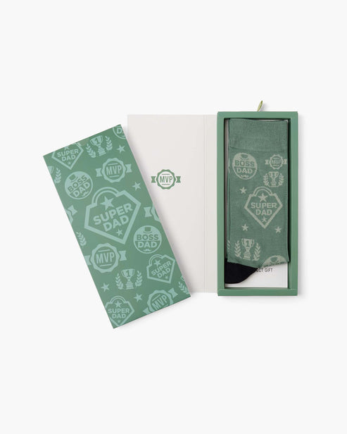 Mens Super Dad Bamboo Sock Card