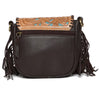 Oman Tooling Leather Hand Carved Flap Sling Bag with Turquoise Base
