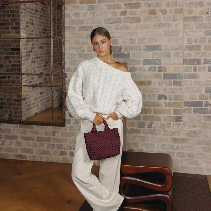 Riviera 2 Piece Mini Tote Handbag | Burgundy