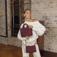 Riviera 2 Piece Mini Tote Handbag | Burgundy