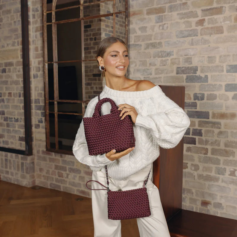 Riviera 2 Piece Mini Tote Handbag | Burgundy