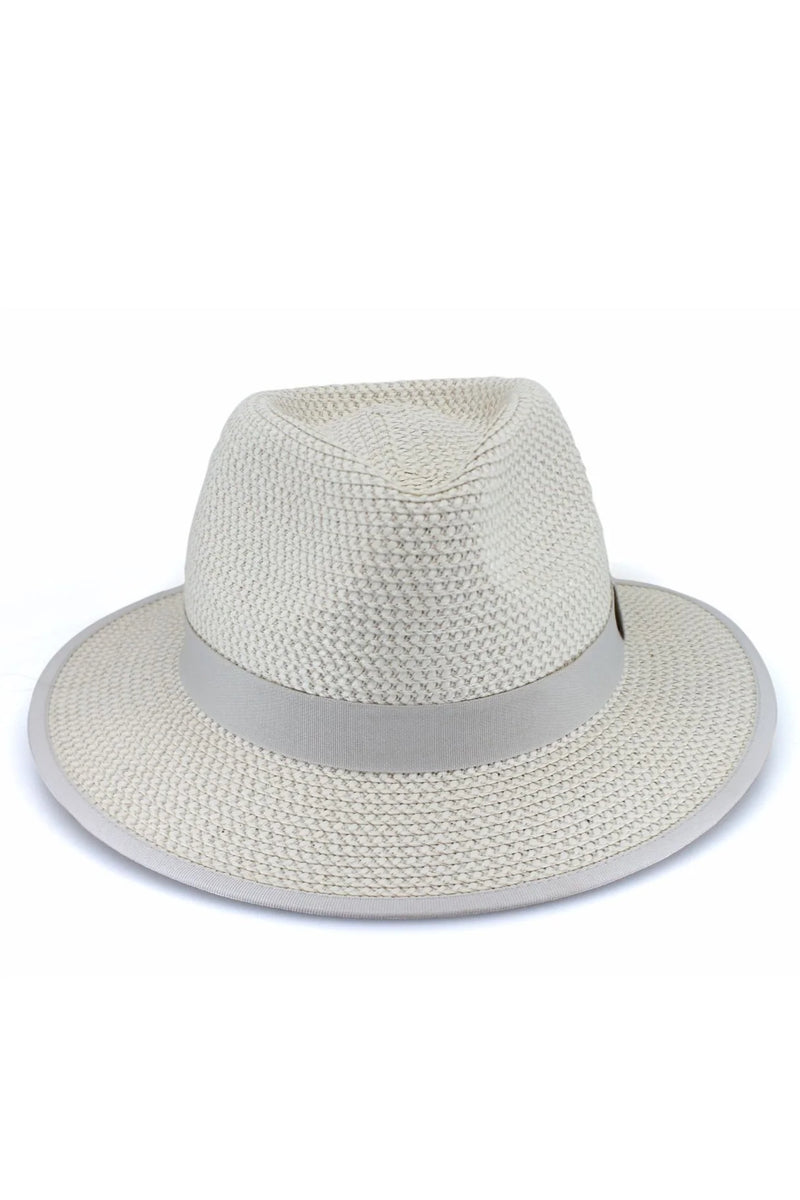 Izzy Poly-Weave Fedora | Ivory/ Light Grey