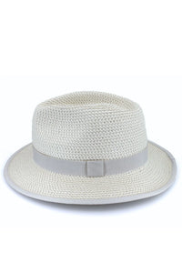 Izzy Poly-Weave Fedora | Ivory/ Light Grey