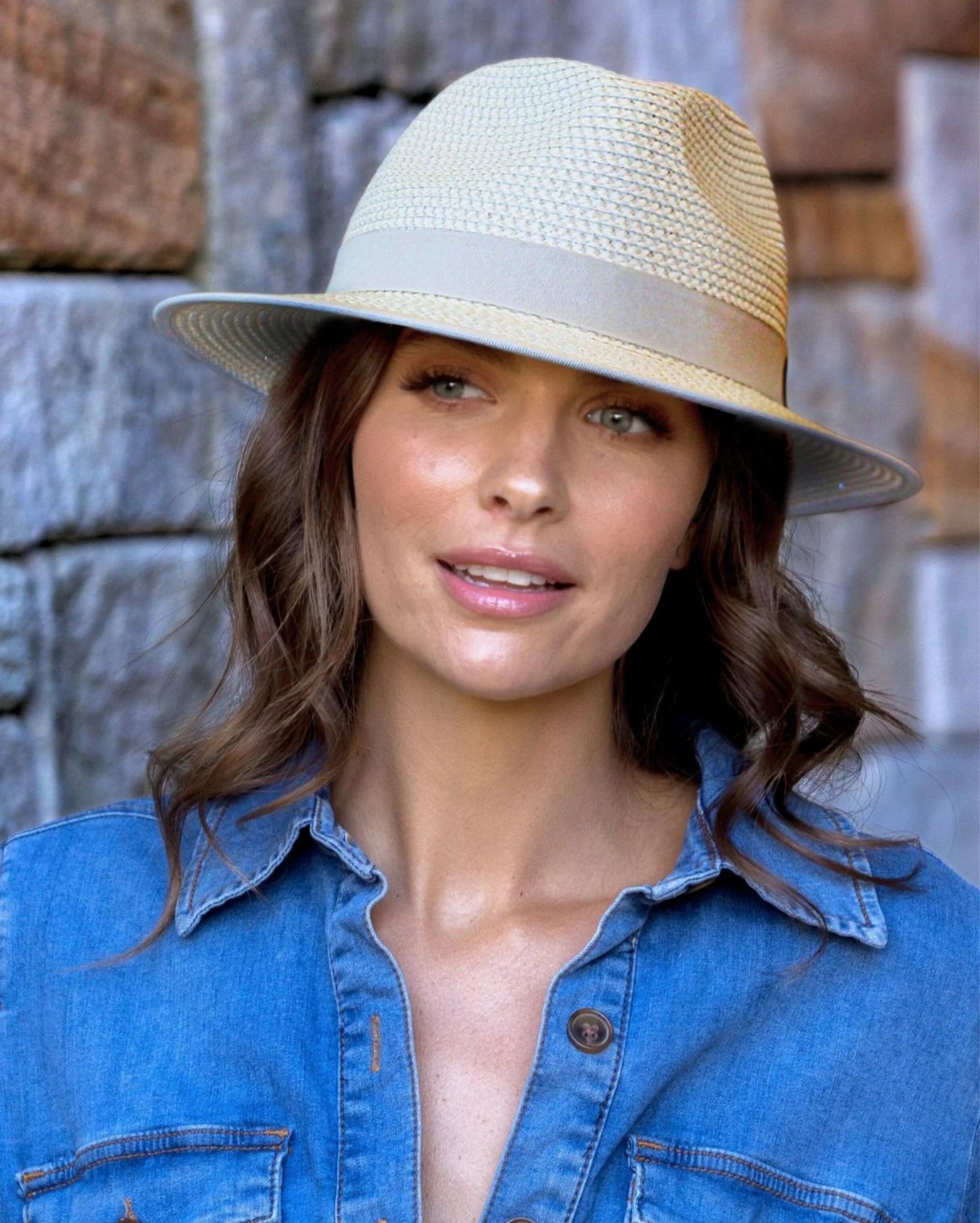 Izzy Poly-Weave Fedora | Ivory/ Light Grey