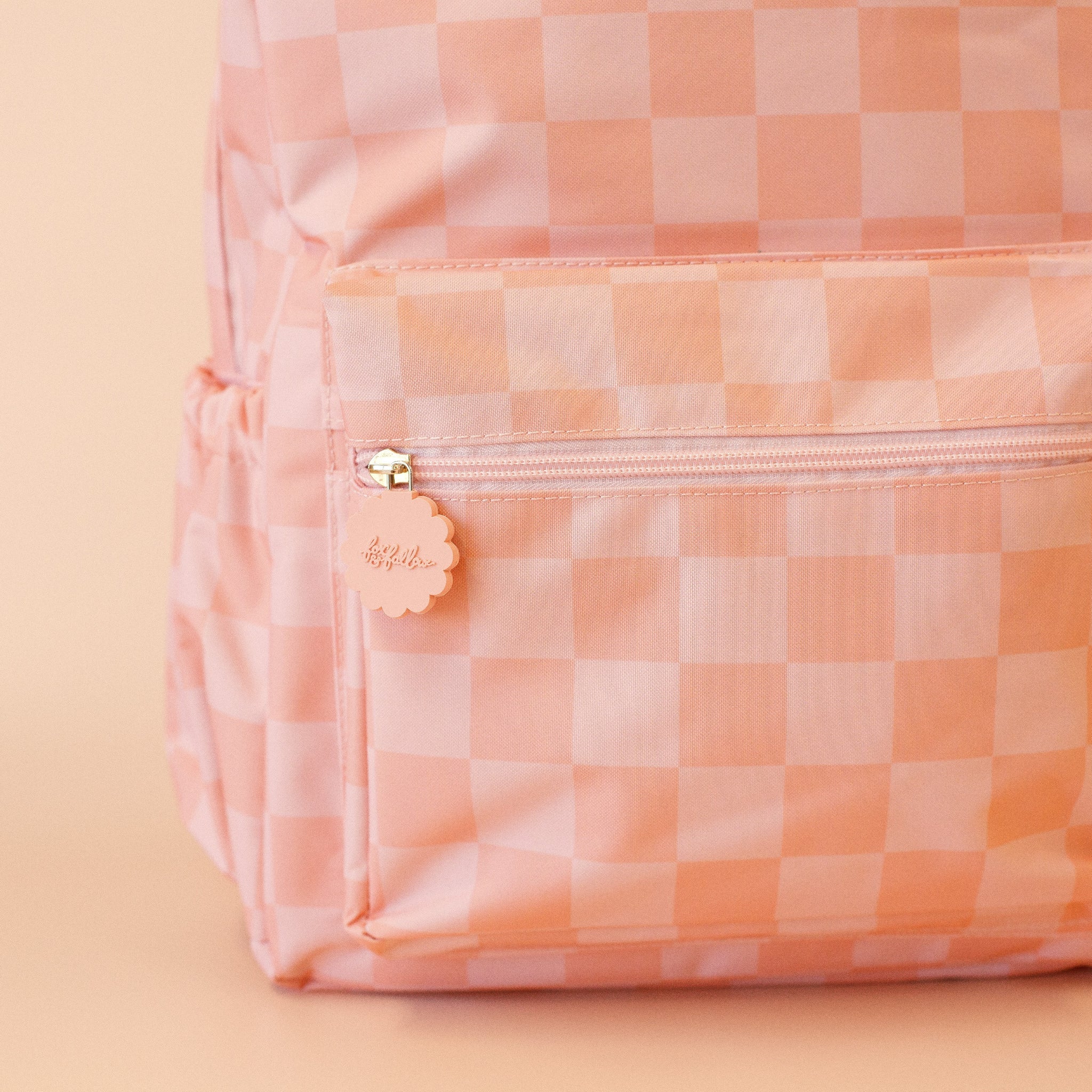 Peach Check Backpack
