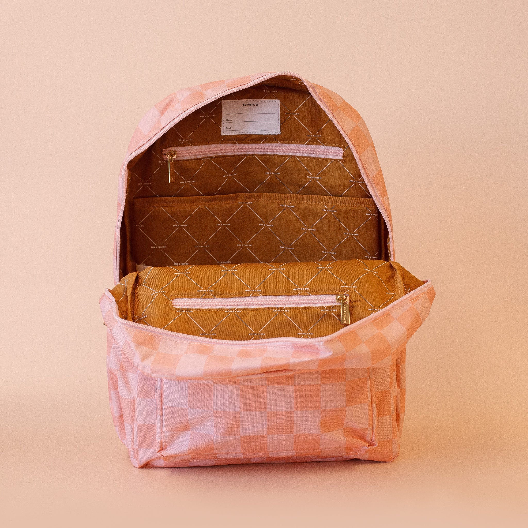 Peach Check Backpack