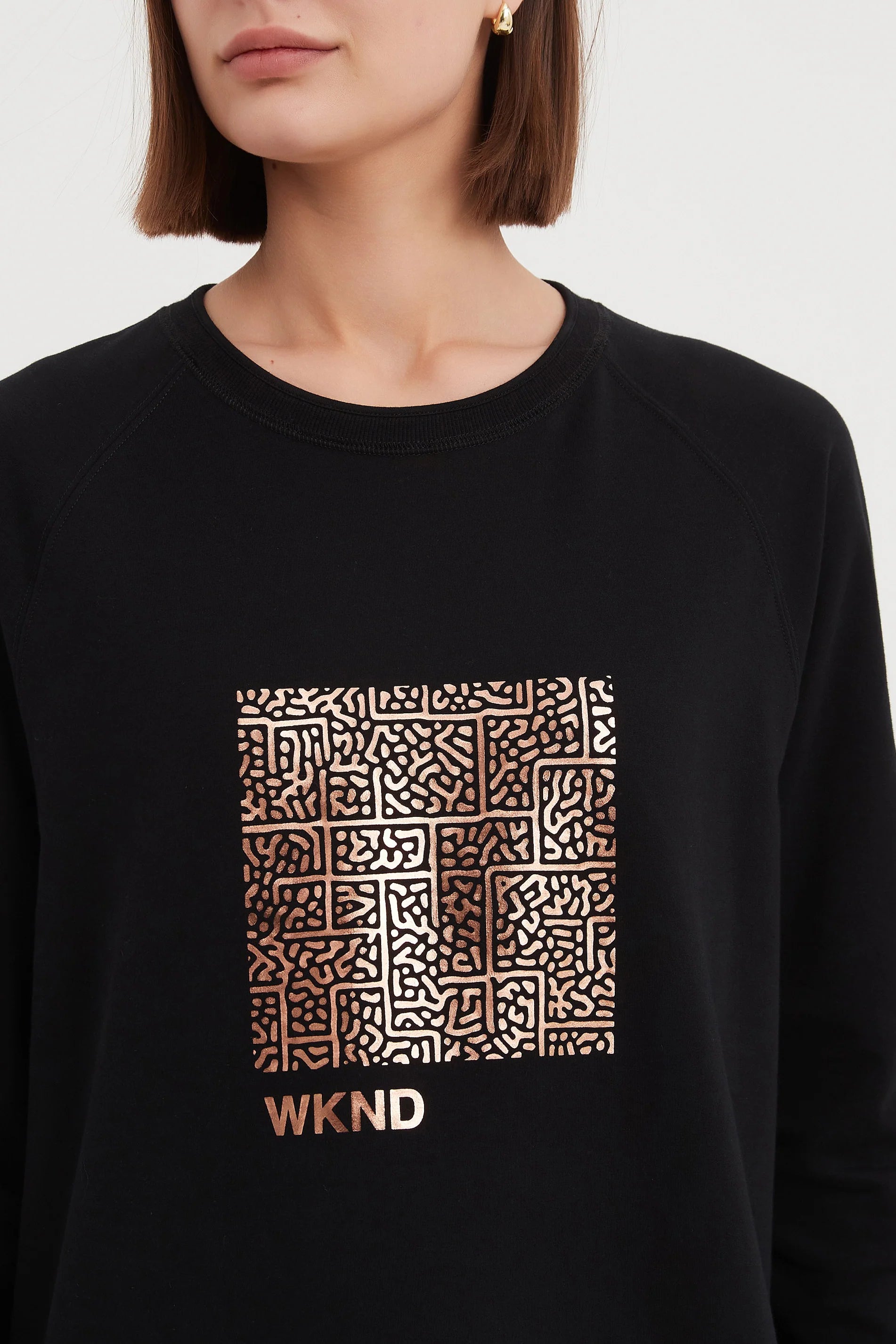 Weekend Art Print Sweat | Black/Rose Gold