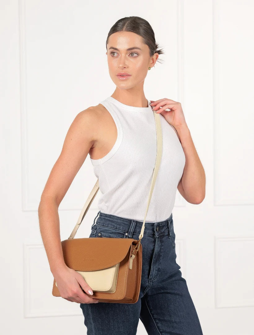 Bella Bag | Tan White