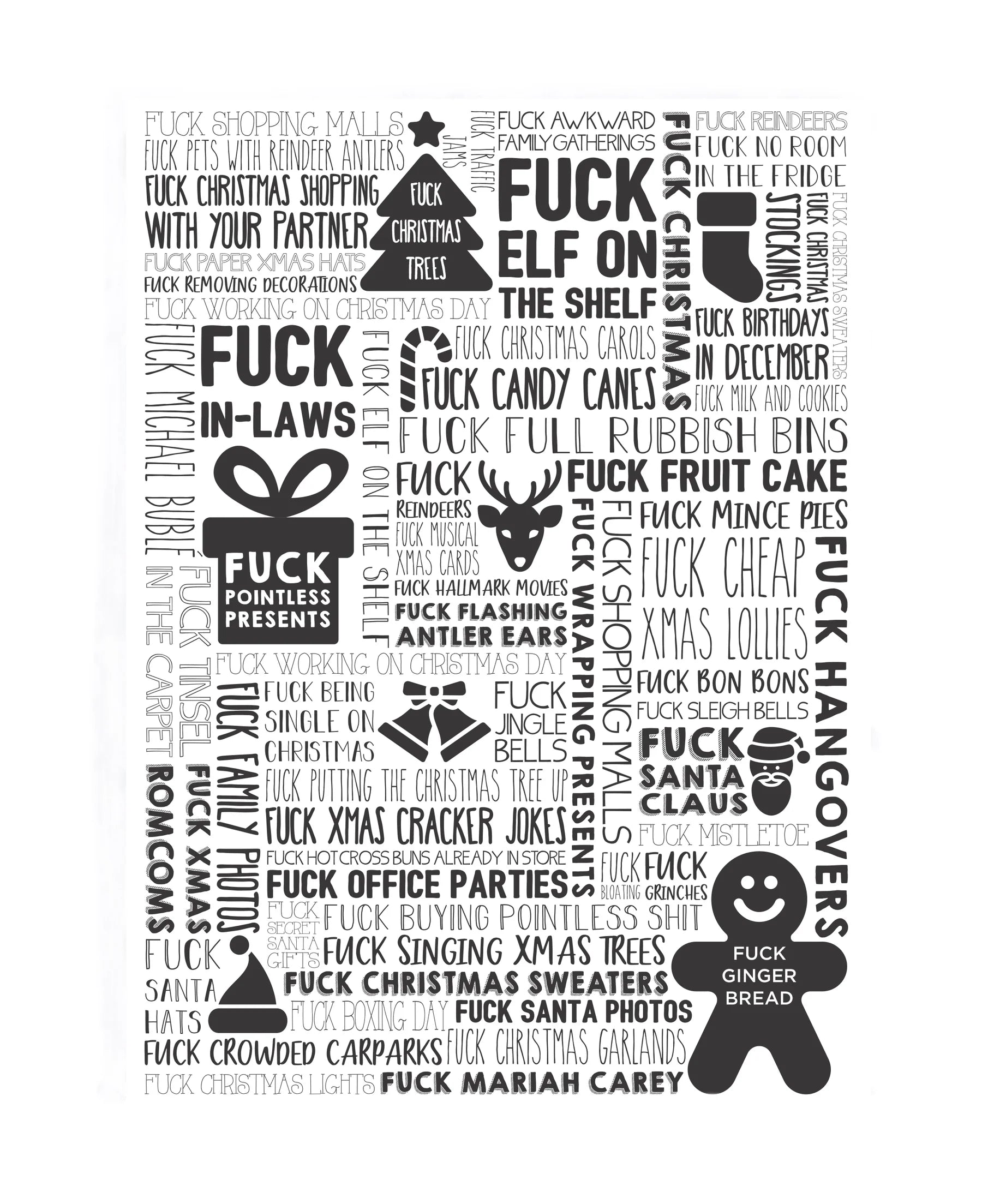 Tea Towel | F Word Xmas Black