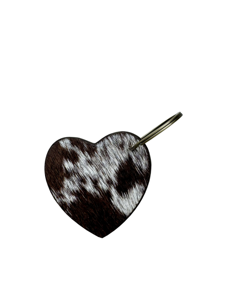 Buck Stitch Tooling Leather Heart Keyring