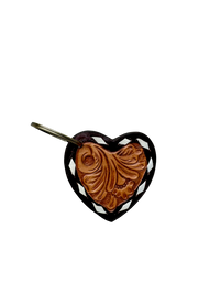 Buck Stitch Tooling Leather Heart Keyring