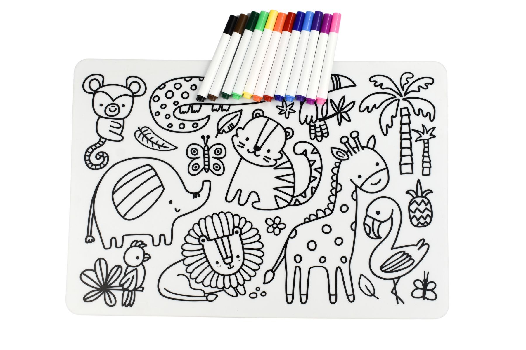 Reusable Silicone Drawing Mat | Jungle Animals