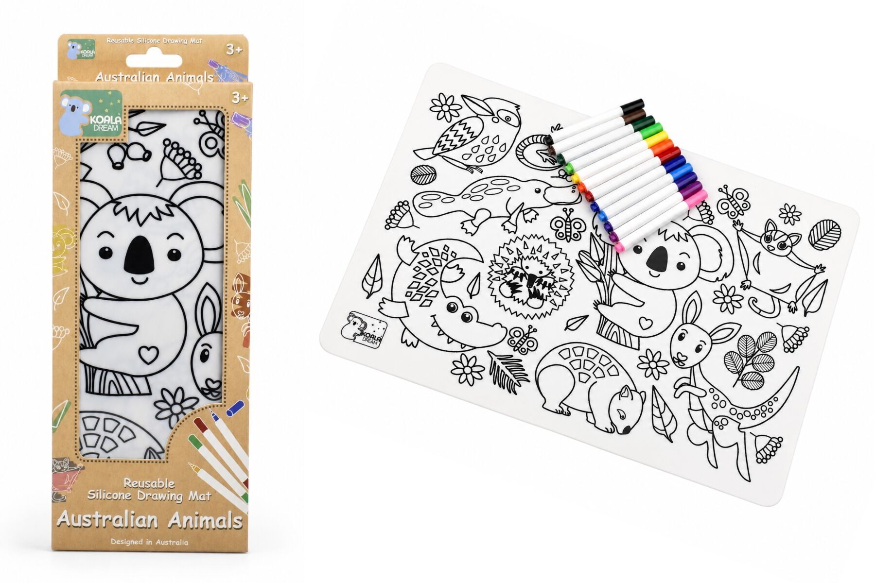 Reusable Silicone Drawing Mat | Australian Animals